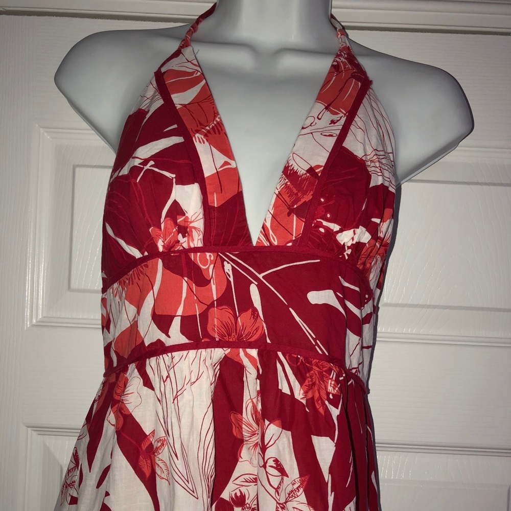 PERFECT VACATION DRESS! ROULETTE TROPICAL HALTER DRESS